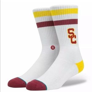 USC Trojan stance socks
